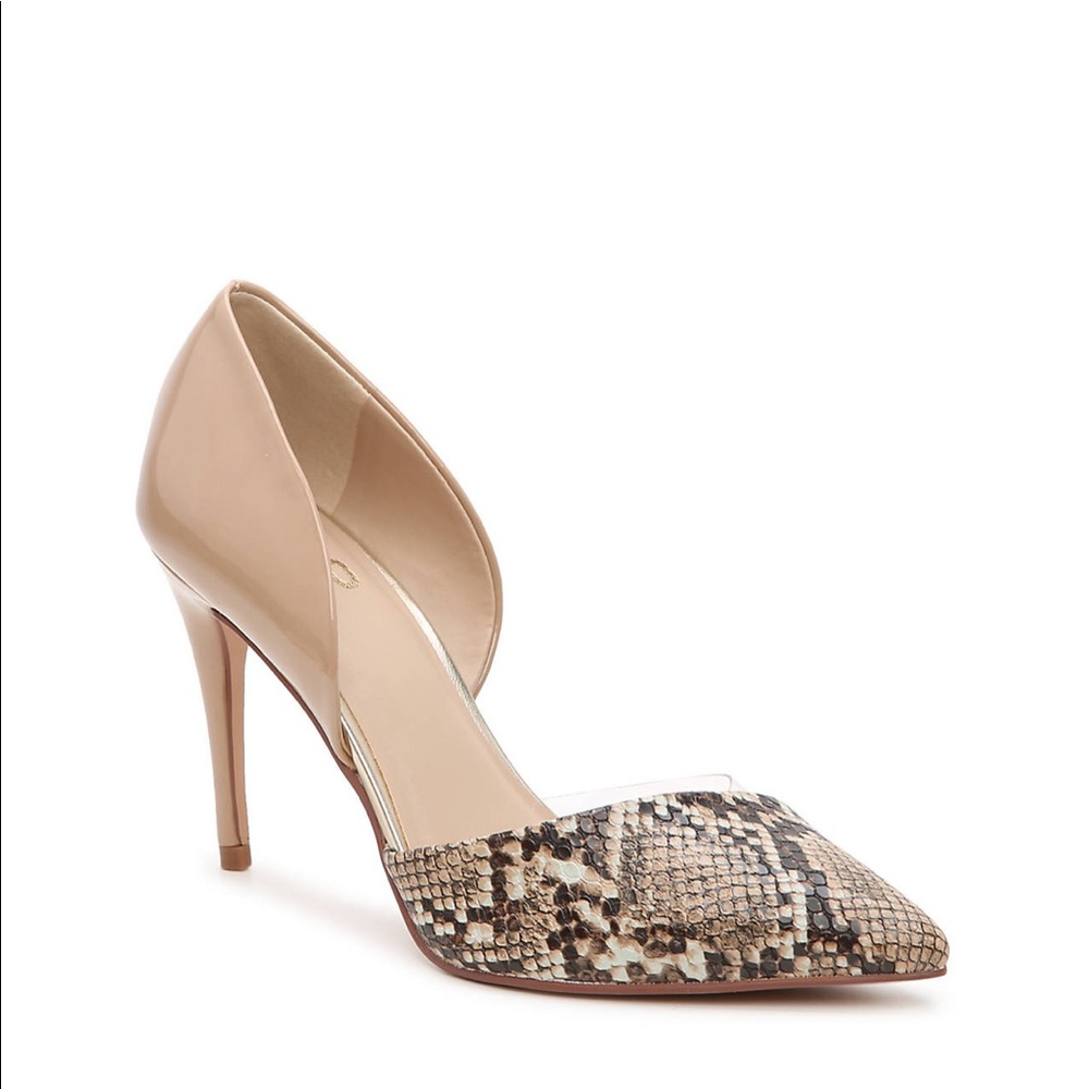 Nude Heels with Snakeskin Toe Sz 6.5